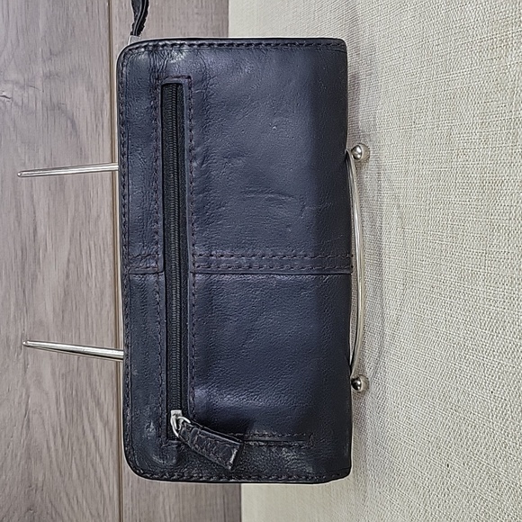 Women's Fossil Black Leather Wallet Clutch Purse - Picture 3 of 9